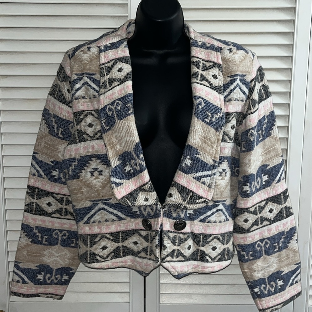 Vintage Southwest Canyon Western Festival Cotton Blazer